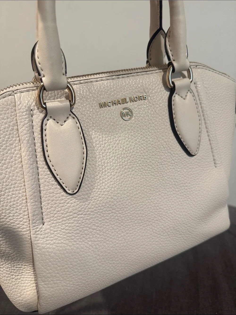 Michael Kors Pebbled Leather Crossbody Satchel in White